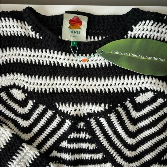 Farm Rio black and white stripped sweater - Picture 3 of 3